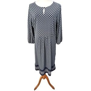 Lands’ End Plus-Sized Navy Blue Patterned Dress Size 1X